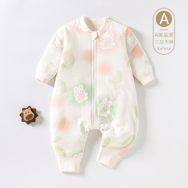 Baby Sleeping Bag Autumn and Winter 50 Cotton Warm Sleepsuit Home Clothes Children's Kick-proof Sleeping Bag for Baby