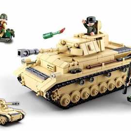 一件代发小鲁班新品拼装积木儿童益智玩具男孩军事四号坦克B0693