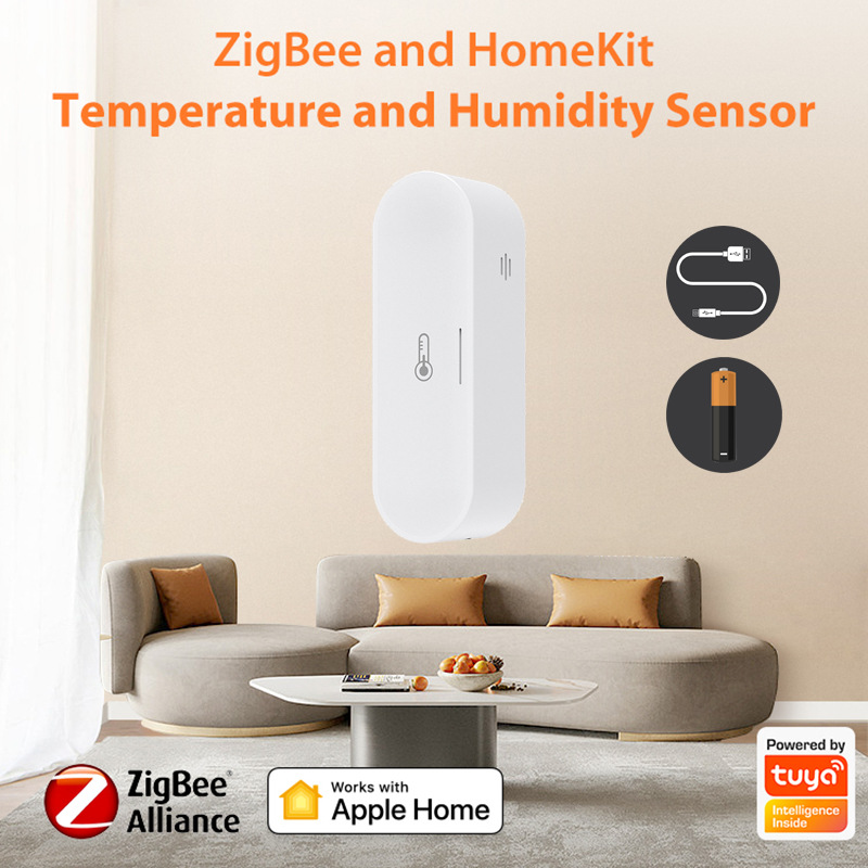 Graffiti ZigBee inteligente higrómetro soporte HomeKit USB/batería de doble fuente de alimentación soporte de control de voz
