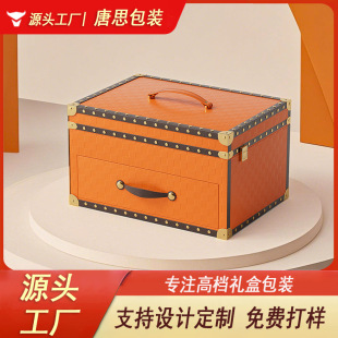 New Fashion Cosmetics Leather Box Customized Large-Capacity Skin Care Product Leather Box Light Luxury Jewelry Cosmetics Storage Box