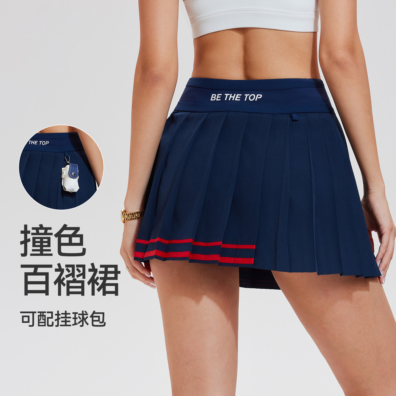 Cross-border nuevo vestido deportivo corto de mujer caminando desnudo acondicionamiento al aire libre bolsillo vestido de tenis de golf