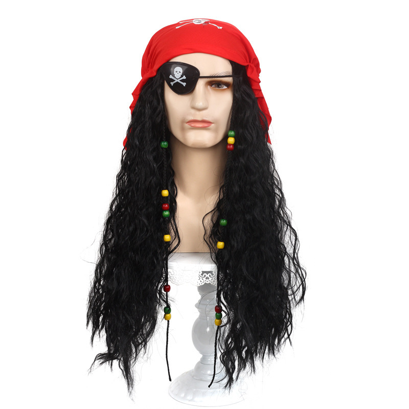 Pirate Wig Halloween Masquerade cosplay Captain Hook Wig Turban Caribbean Jack Captain Pirate Wig Halloween Masquerade cosplay Captain Hook Wig Turban Caribbean Jack Captain