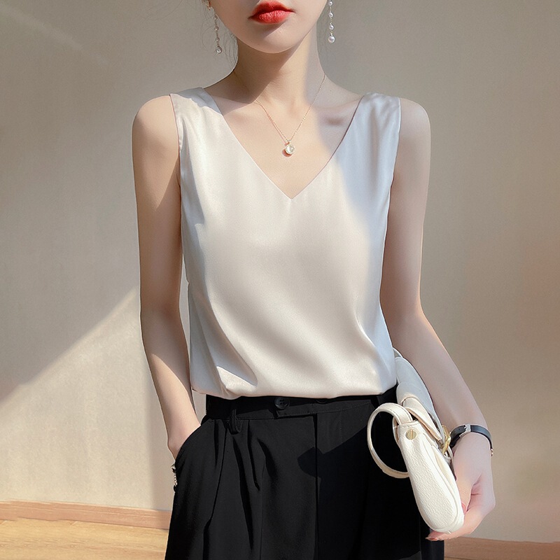 Cross-Border Front and Back V-Neck Camisole for Women with Suit Inner Design Niche Bottoming Summer Outer Wear Sleeveless Cross-Border Front and Back V-Neck Camisole for Women with Suit Inner Design Niche Bottoming Summer Outer Wear Sleeveless