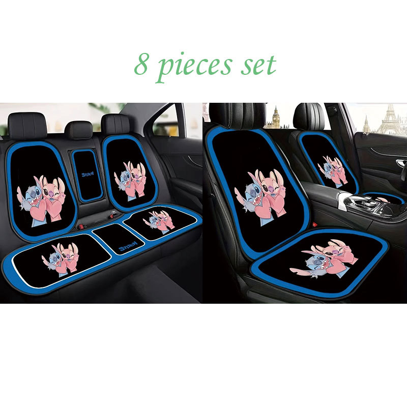 Stitch Car Seat Cushion and Back Cushion 8-Piece Set Universal Wear-Resistant and Dirt-Resistant Cushion Car Seat Protection Pad Dropshipping