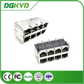 2X4 多端口带弹片以太网 rj45 连接器 LED 10PIN pcb 插孔