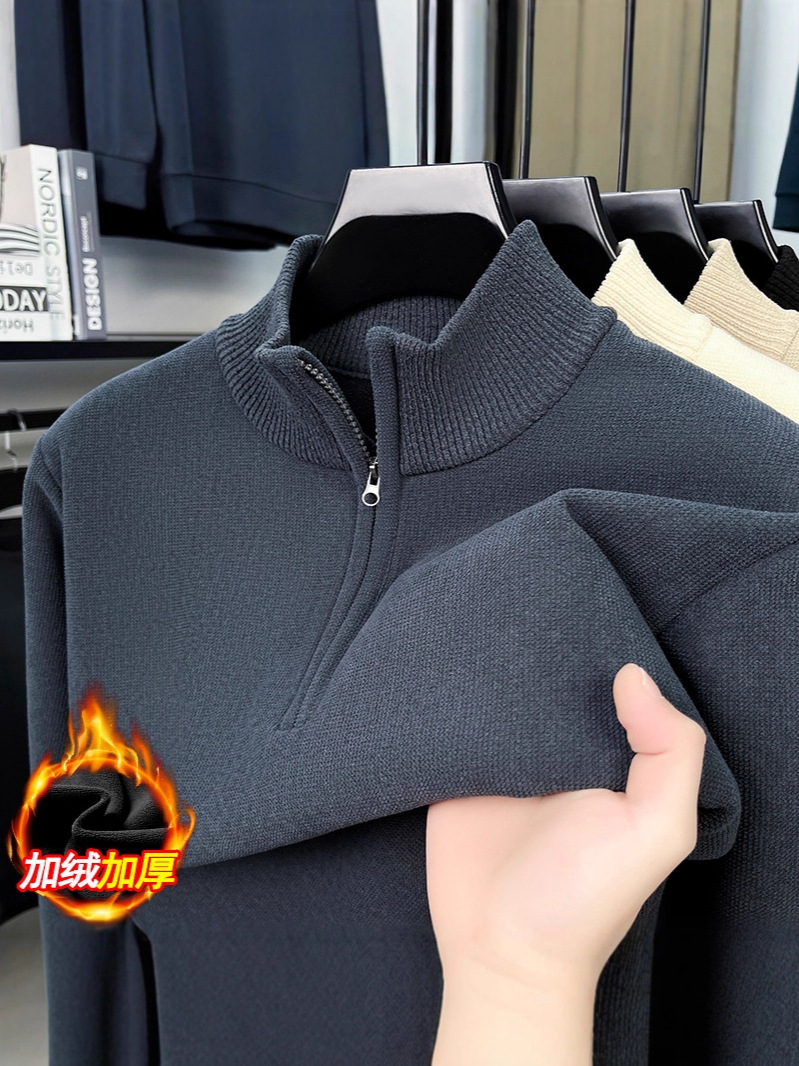 men's winter keep warm knitted sweater with zipper