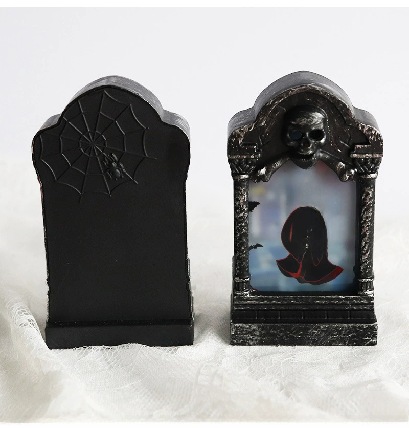 Tombstone LED lantern, flashing handheld Halloween prop, assorted designs