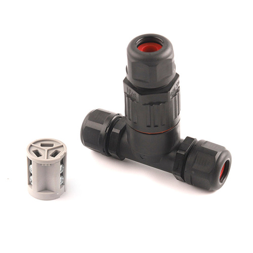 Outdoor outdoor T-type three-way male and female butt waterproof connector CDF200-3P core wire terminal
