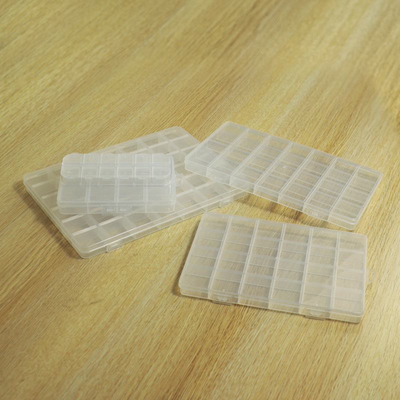 Cross-border plastic PP packaging box Amazon lattice box jewelry display box dustproof compartment transparent buckle storage box