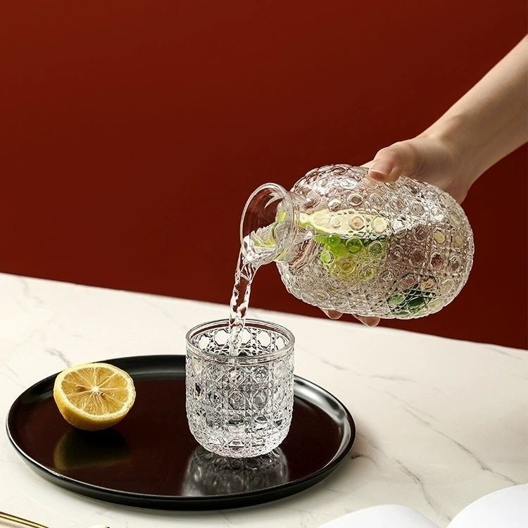 Juego de una tetera y una taza, jarra de agua fría de vidrio de lujo para una persona, juego de té vintage, tazas de té de vidrio para el hogar. image 3