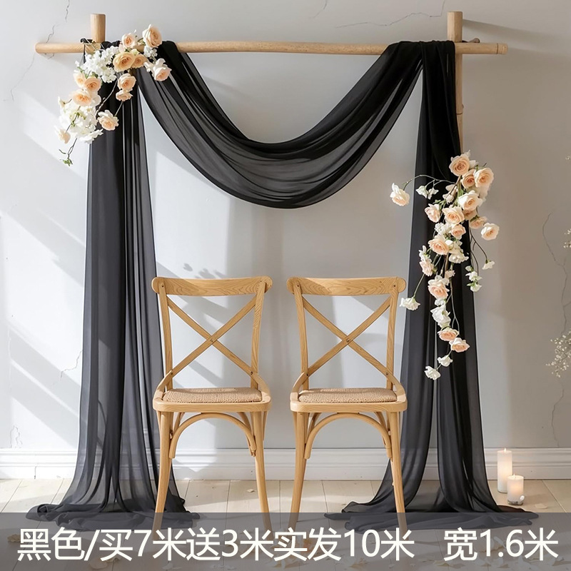 香槟色纱幔网红婚礼拱门场景布置网纱婚房氛围感婚庆吊顶装饰白纱|undefined