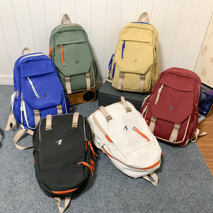 Street Trendy Boys Nylon Sports Backpack Car Stitch Casual Letter Travel Bag Printed Logo Backpack Women