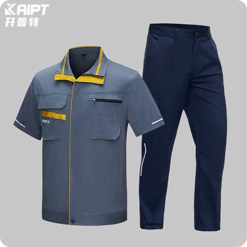 Летняя мужская рабочая одежда с половиной рукавов, тонкая, дышащая, с принтом и вышивкой логотипа, ремонт машин, магазин, мастерская, заводская одежда, рабочая одежда по охране труда.