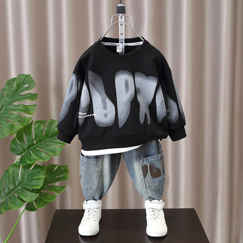 Boys Spring Fashion Vlogger Stylish Set 2024 New Children's Ocean Fashion Sporty Trendy Spring and Autumn Clothes for Little Boys