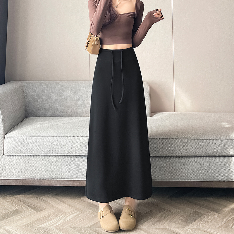 Gray Skirt for Women Early Autumn 2025 New High-Waisted Draped Back Slit Hip-Covering Skirt Slimming Look Mid-Length A-Line Skirt Gray Skirt for Women Early Autumn 2025 New High-Waisted Draped Back Slit Hip-Covering Skirt Slimming Look Mid-Length A-Line Skirt