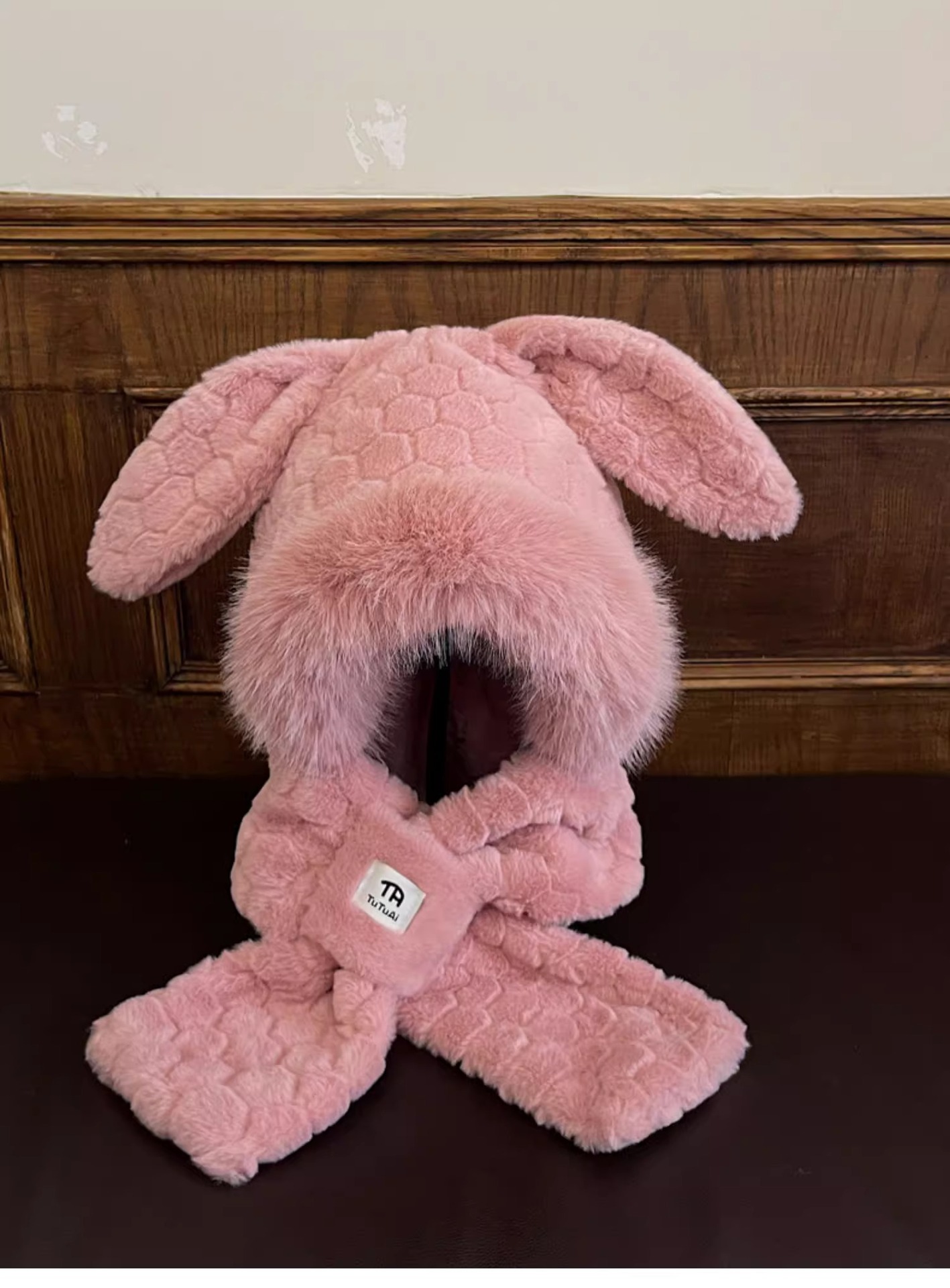 Cute Bunny Scarf Combo For Women Winter Korean Style Face Slimming Fleece Lined Thickened Plush Ear Protection Lei Feng_voghion.com