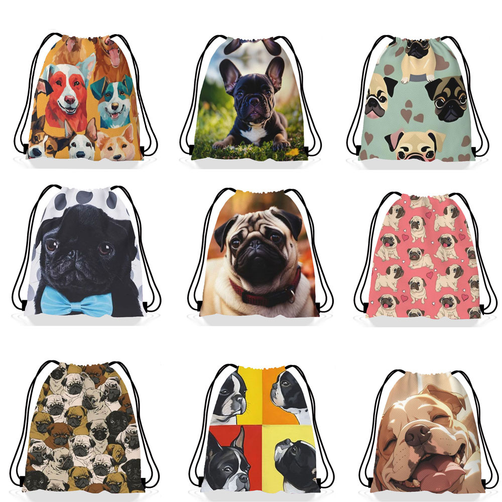 哈巴狗束口袋  哈巴狗儿童生日派对抽绳双肩背包袋便携收纳袋跨境