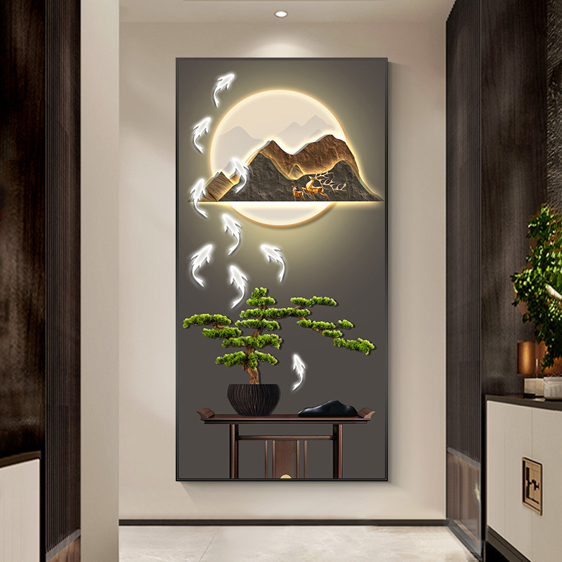 Pintura decorativa del nuevo estilo chino de entrada en la puerta frente a la pintura colgante del flujo de agua de riqueza paisaje corredor mural