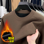 高档男士长袖加绒T恤男款新款中年商务休闲打底polo衫不起球代发