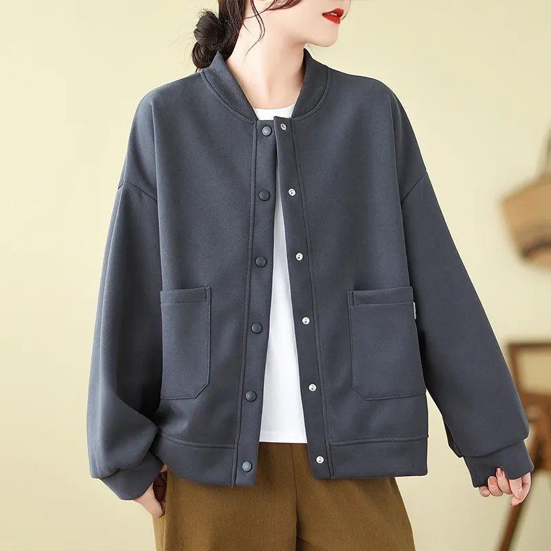复古长袖棒球服外套女秋宽松显瘦休闲外搭上衣|undefined