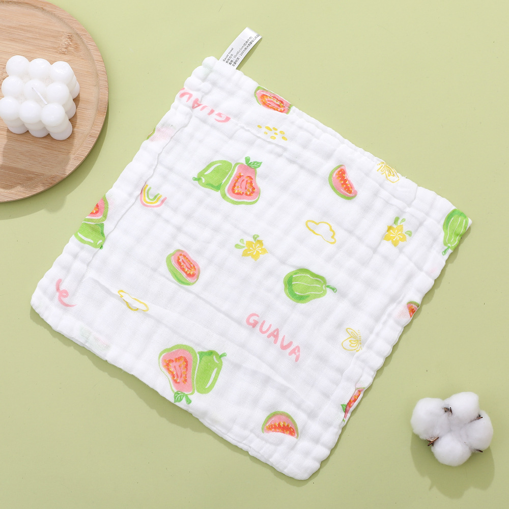 Six-layer Square High-density Cotton Baby Face Cartoon Gauze Drool Towel Printed Small Handkerchief_voghion.com