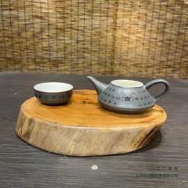 家用实木香樟木托盘壶承收纳盆创意小号干泡茶盘中式摆件茶托圆形