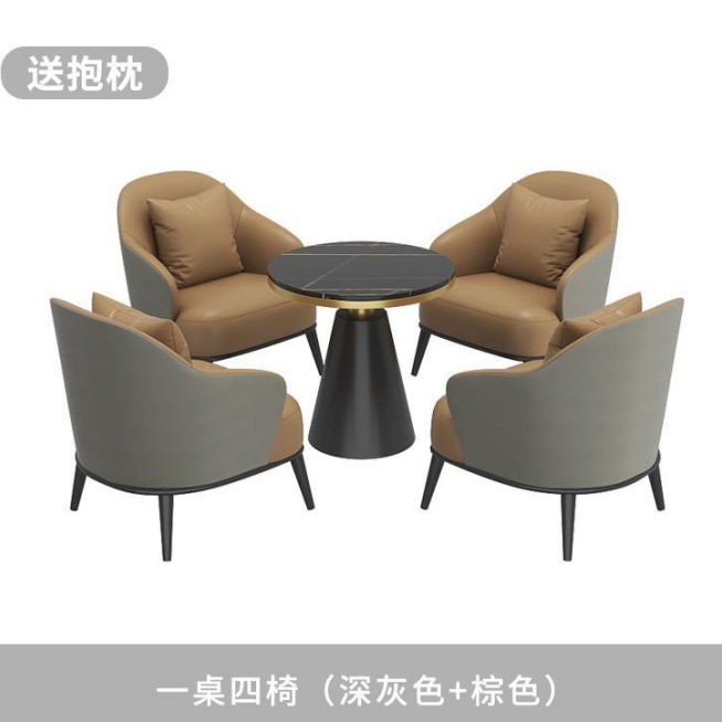 Mesa y silla de recepción Oficina de ventas Balcón de hotel de lujo simple Salón de belleza ocio Sofá para una sola reunión image 15