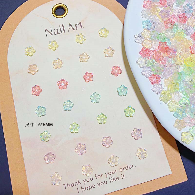 Manufacturer's Colorful Five-Petal Flower 6mm Nail Art Decorations Flower Resin Three-Dimensional Nail Accessories Hairpin DIY Material Accessories