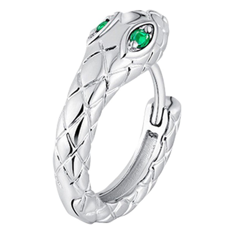 Snake Earrings European and American Style Small Snake Ear Nail Pi Shuai Ear Bone Clip Green Zircon Snake Head Ear Buckle Men's Ear Clip without Ear Holes