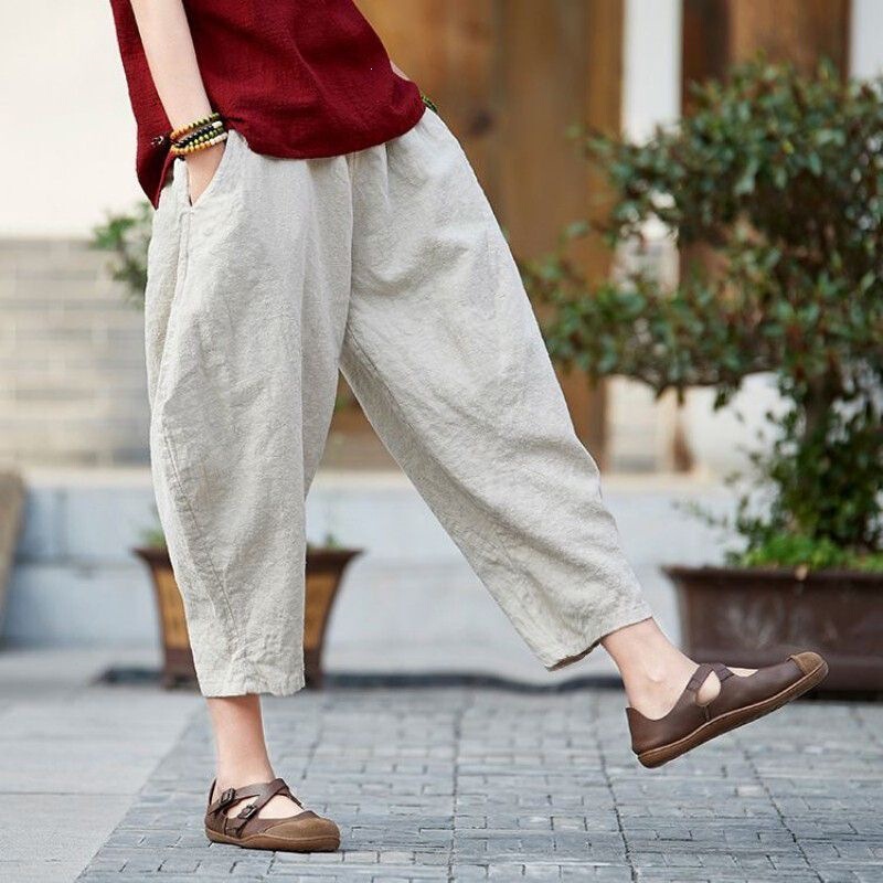 Thin Wide-Leg Pants for Women, Summer 2026, Loose Plus-Size White Harem Pants, Slimming Casual Black Cropped Lantern Pants Thin Wide-Leg Pants for Women, Summer 2026, Loose Plus-Size White Harem Pants, Slimming Casual Black Cropped Lantern Pants