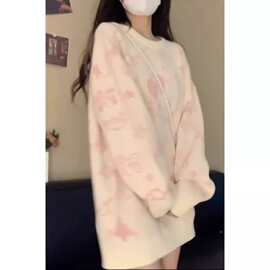 日系慵懒可爱宽松毛衣女学生秋冬新款卡通hello Kitty针织衫上衣