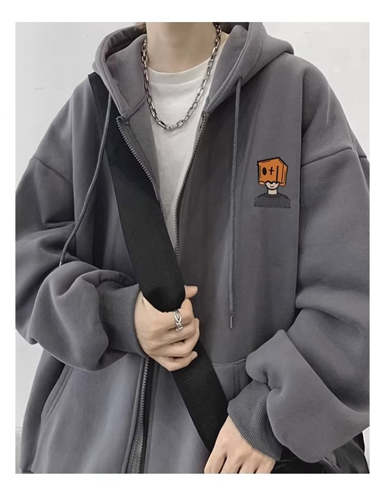 1 Cardigan Felpa Inverno 2023 Nuova Giacca Primaverile Uomo Felpa con Cappuccio in Pile Cappotto Autunnale_voghion.com