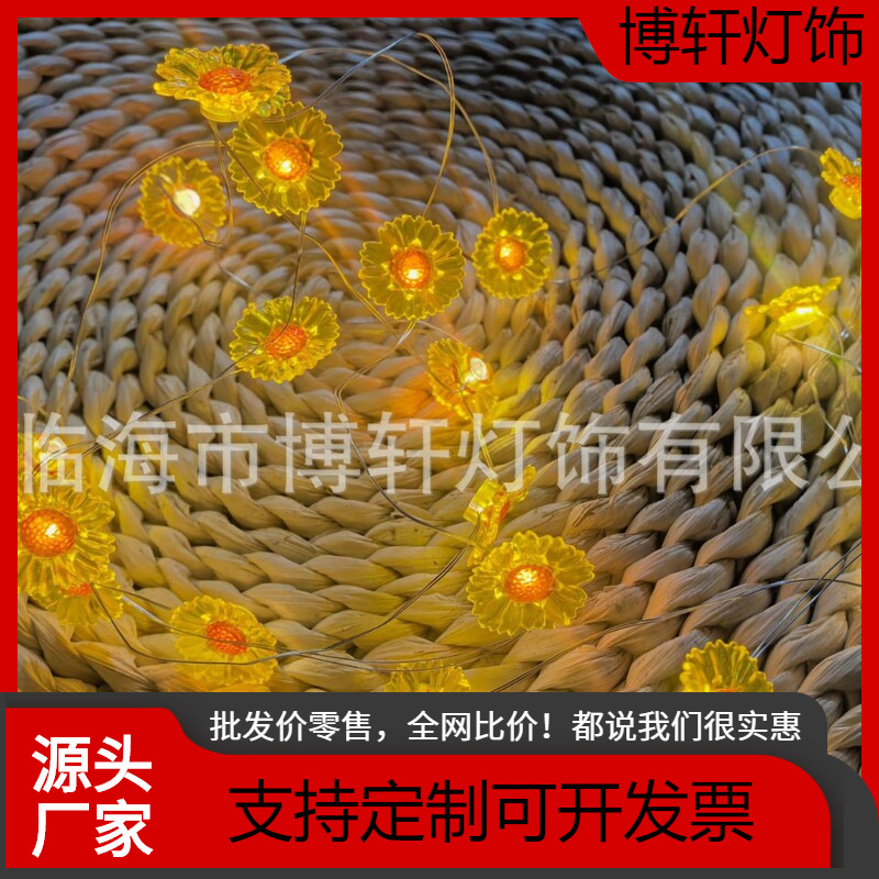 Chrysanthemum string LED colored lights, flashing lights, outdoor waterproof courtyard garden decorative lights, festival and wedding lighting projects.
