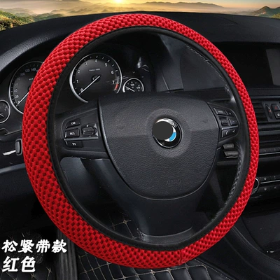 Steering wheel cover – handle cover interior accessories - coarse-mesh-without-inner-ring-red-dd-38cm