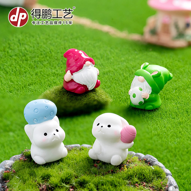 (2개) 외국 무역 신제품 마이크로 풍경 창의적 귀여운 부활절 난쟁이 토끼 알 데스크탑 DIY 장식 장식품