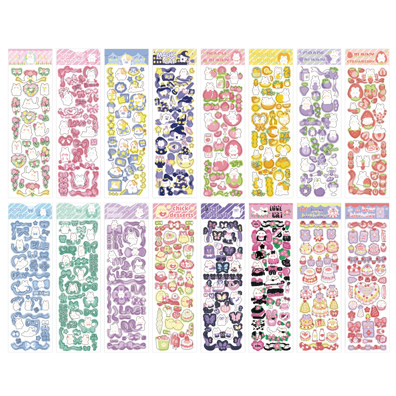 Lindo conejo serie láser Goka mano cuenta impermeable PVC pegatinas animal material coreano DIY papelería pegatinas