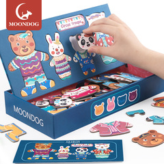 Children's magnetic puzzles, clothes changing, puzzle games, bear animal dressing up, magnetic stickers, early education educational toys wholesale