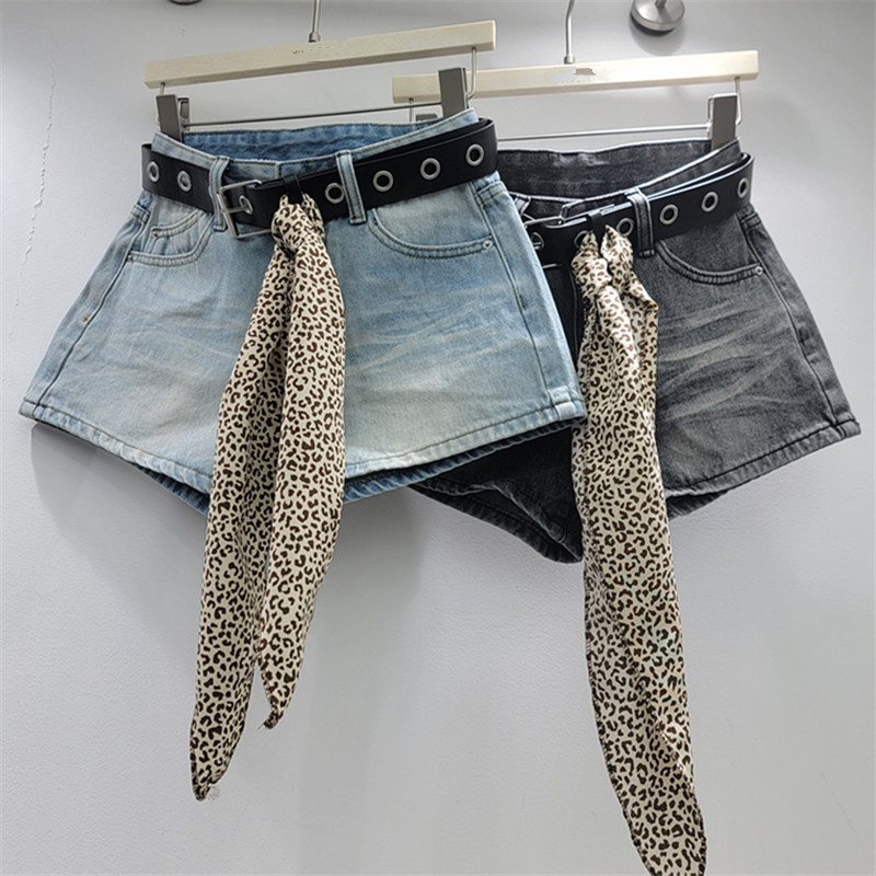 Pantalones Cortos Jeans de Tiro Bajo para Mujer de Mezclilla