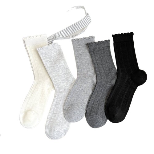 Women's Summer Thin Crew Socks with Moss Edge Ballet Style Pile Socks Breathable Anti-Odor Sweat Absorbent Crew Socks
