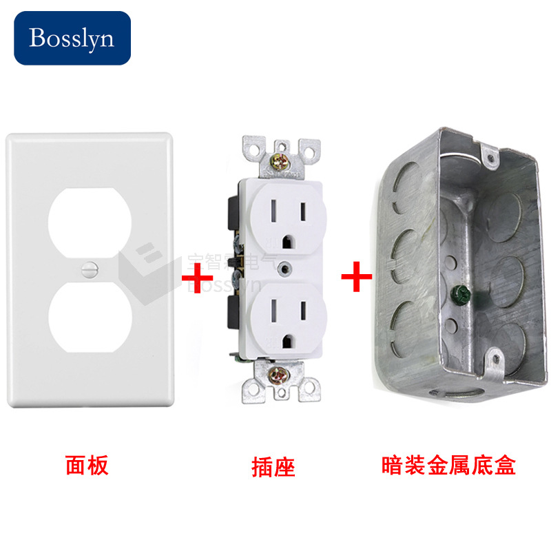 现货供应UL南美北美工业两位暗装插座 15A 125V美标模块插座
