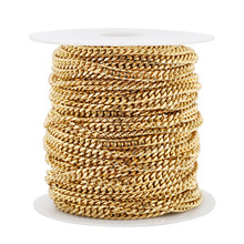 亚马逊不锈钢链子5.5mm六面磨链18k欧美嘻哈项链链条男生古巴链条