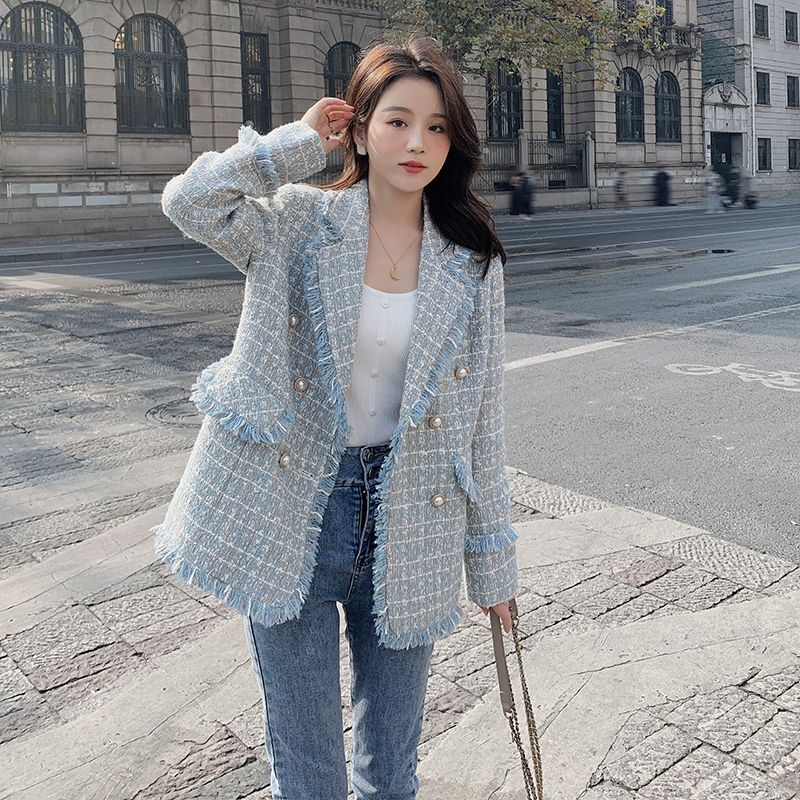 2025 Spring and Autumn New High-End Tweed Blazer for Women, Mid-Length, Elegant and Trendy Chanel-Style Jacket