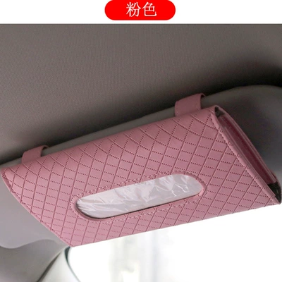 Car tissue box/set Leather Hanging Type, Car Seat - pink-with-paper-towels