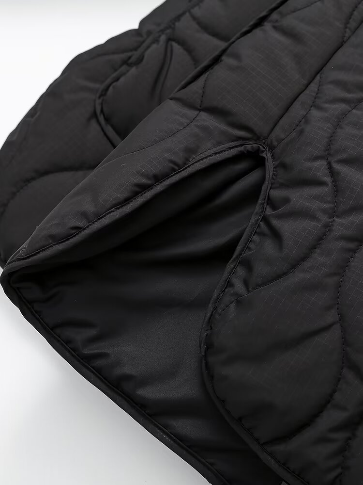 Women's clothing 2024 autumn and winter new hooded diamond grid warm jacket_voghion.com