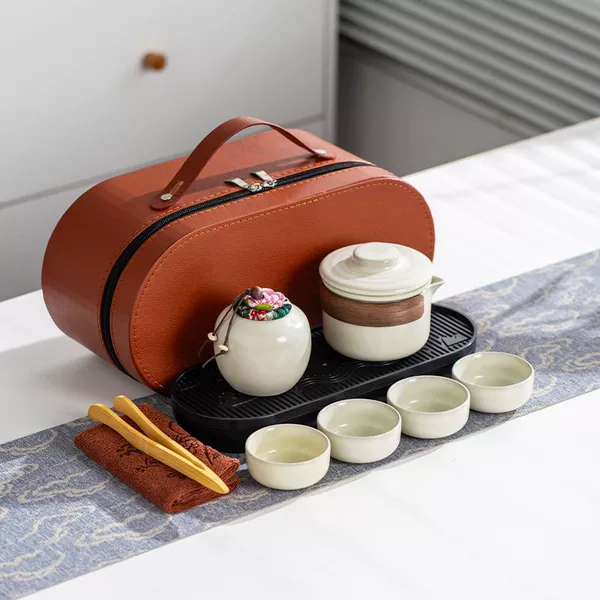 Ruyao Huang-Yanhe One Pot Four Cups + Can + Black Plate and Towel Clip Oval Bag