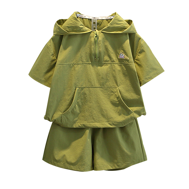 7935 traje de manga corta de verano para niños 2025 nuevo estilo para niños estilo occidental de moda verano delgado traje de dos piezas para niños bebé