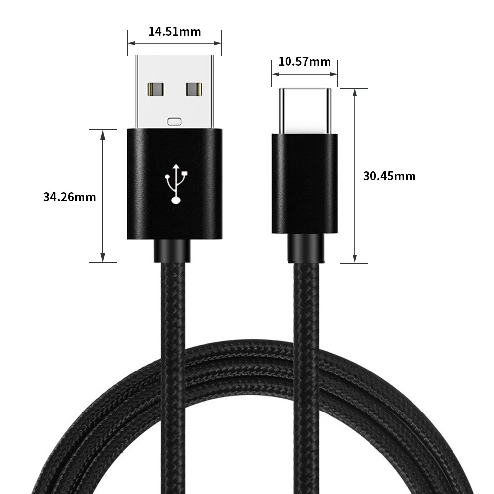 Aplicable Cable de datos trenzados Tipo C Cable de datos de teléfono móvil de carga 1 metro 2 metros 3 metros Cable de datos de comercio electrónico transfronterizo 3A