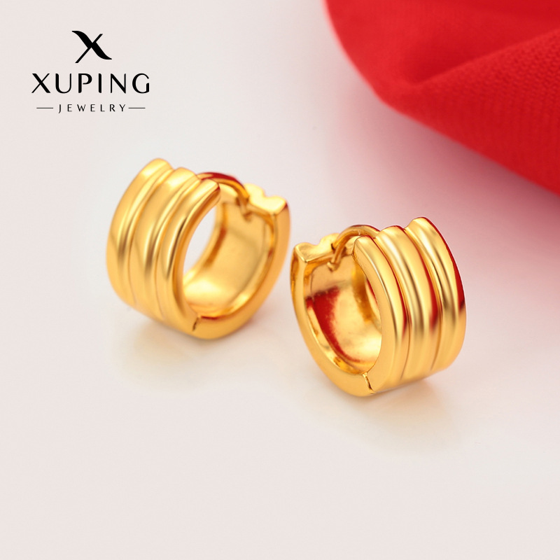Xuping nueva moda simple brillante geometría auriculares nicho ligero de lujo atmósfera aleación de cobre chapado 24k auriculares para mujeres