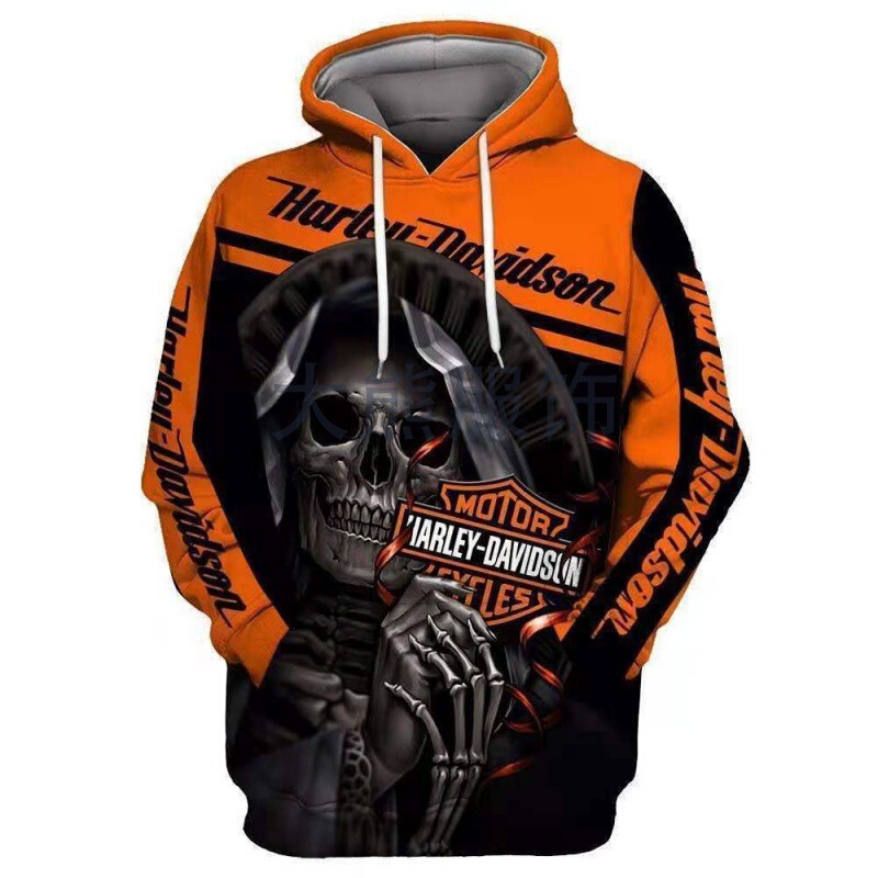 2023 Spring and Autumn Skull 3D Digital Print Fashion Trendy Brand Hoodie Loose and Comfortable Factory Direct Wholesale