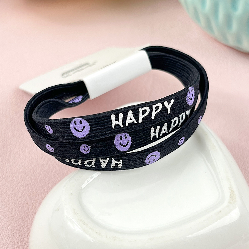 Alta cuerda elástica del lazo del pelo cuerda de pelo impreso negro simple banda de goma banda de pelo cuerda de pelo no duele accesorios para el cabello tocado estilo coreano